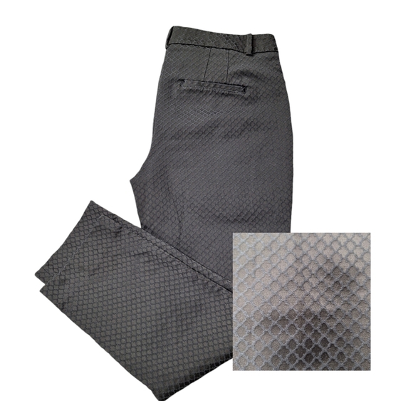 White House Black Market Sz‎ 10 The Slim Ankle Black Textured Pant - Picture 1 of 15